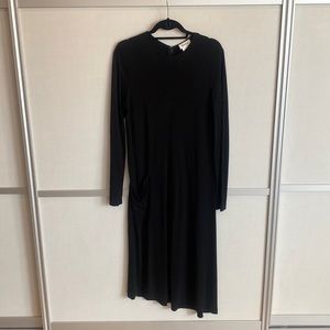 Vintage 90s DKNY Asymmetrical Black Long Sleeve Dress